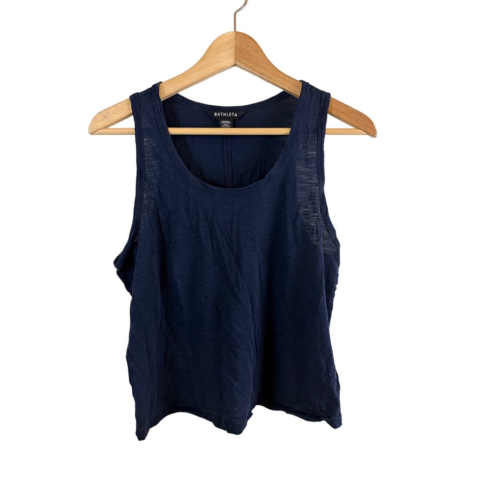 Athleta Essential Slub Tank Top Women Size Medium Navy Blue Sleeveless